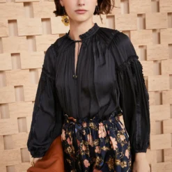 ULLA JOHNSON Maeve Blouse - Noir -Cheap Style Qube Store SHOT 105 0035 ULLA JOHNSON MAEVE BLOUSE NOIR UJ990237 view 2