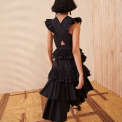 ULLA JOHNSON Aurore Dress - Noir -Cheap Style Qube Store SHOT 132 0165 ulla johnson black aurore dress noir UJ view 3