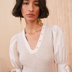 ULLA JOHNSON Pia Top - Oatmeal -Cheap Style Qube Store SHOT 137 0146 ulla johnson white pia top oatmeal UJ99 view 7