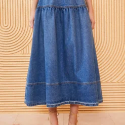 ULLA JOHNSON The Astrid Skirt - Danube Medium Indigo Wash