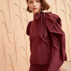 ULLA JOHNSON Brea Blouse - Mahogany -Cheap Style Qube Store ULLA JOHNSON Brea Blouse MAHOGANY 0003 UPDATE
