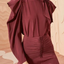 ULLA JOHNSON Brea Blouse - Mahogany -Cheap Style Qube Store ULLA JOHNSON Brea Blouse MAHOGANY 02 ALT