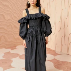 ULLA JOHNSON Caprice Dress - Noir -Cheap Style Qube Store ULLA JOHNSON Caprice Dress NOIR 04