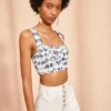 ULLA JOHNSON Carisia Top - Indigo Ikat