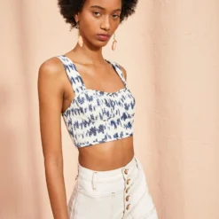 ULLA JOHNSON Carisia Top - Indigo Ikat