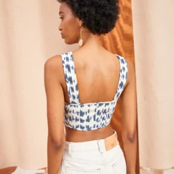 ULLA JOHNSON Carisia Top - Indigo Ikat -Cheap Style Qube Store ULLA JOHNSON Carisia Top INDIGO IKAT 04