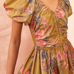 ULLA JOHNSON Cecile Dress - Bamboo -Cheap Style Qube Store ULLA JOHNSON Cecile Dress BAMBOO 02 ALT