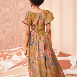 ULLA JOHNSON Cecile Dress - Bamboo -Cheap Style Qube Store ULLA JOHNSON Cecile Dress BAMBOO 04