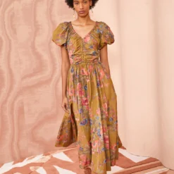 ULLA JOHNSON Cecile Dress - Bamboo -Cheap Style Qube Store ULLA JOHNSON Cecile Dress BAMBOO 05