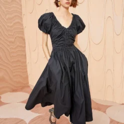 ULLA JOHNSON Cecile Dress - Noir -Cheap Style Qube Store ULLA JOHNSON Cecile Dress NOIR 03