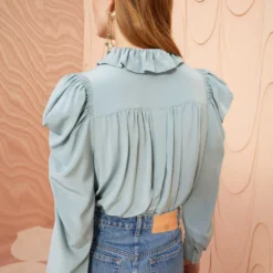 ULLA JOHNSON Dara Blouse - Agave -Cheap Style Qube Store ULLA JOHNSON Dara Blouse AGAVE 0157