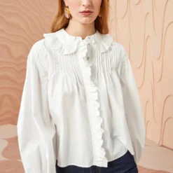 ULLA JOHNSON Dolores Blouse - Pristine -Cheap Style Qube Store ULLA JOHNSON Dolores Blouse PRISTINE 0005