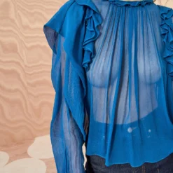 ULLA JOHNSON Elvia Blouse - Sapphire -Cheap Style Qube Store ULLA JOHNSON Elvia Blouse SAPPHIRE 02 ALT