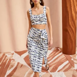 ULLA JOHNSON Ember Skirt - Indigo Ikat -Cheap Style Qube Store ULLA JOHNSON Ember Skirt INDIGO IKAT 03