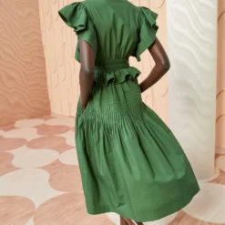 ULLA JOHNSON Florence Dress - Juniper -Cheap Style Qube Store ULLA JOHNSON Florence Dress JUNIPER 04