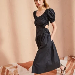 ULLA JOHNSON Golda Dress - Noir -Cheap Style Qube Store ULLA JOHNSON Golda Dress NOIR 0121