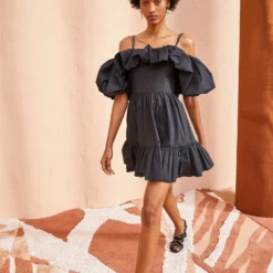 ULLA JOHNSON Lila Dress - Noir -Cheap Style Qube Store ULLA JOHNSON LILA DRESS NOIR 03