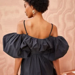 ULLA JOHNSON Lila Dress - Noir -Cheap Style Qube Store ULLA JOHNSON LILA DRESS NOIR 04