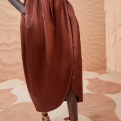 ULLA JOHNSON Maxine Skirt - Mahogany -Cheap Style Qube Store ULLA JOHNSON Maxine Skirt MAHOGANY 0108