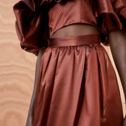 ULLA JOHNSON Maxine Skirt - Mahogany -Cheap Style Qube Store ULLA JOHNSON Maxine Skirt MAHOGANY 02 ALT