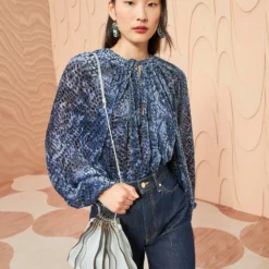 ULLA JOHNSON Pauline Blouse - Marine -Cheap Style Qube Store ULLA JOHNSON Pauline Blouse MARINE 0093