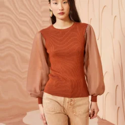 ULLA JOHNSON Sabrina Pullover - Redwood -Cheap Style Qube Store ULLA JOHNSON Sabrina Pullover REDWOOD 0006