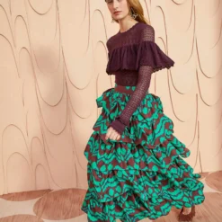 ULLA JOHNSON Samira Skirt - Malachite -Cheap Style Qube Store ULLA JOHNSON Samira Skirt MALACHITE 03