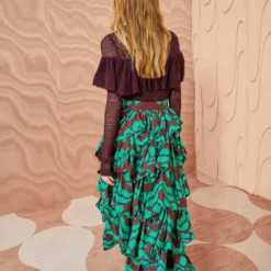 ULLA JOHNSON Samira Skirt - Malachite -Cheap Style Qube Store ULLA JOHNSON Samira Skirt MALACHITE 04