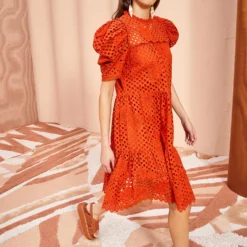 ULLA JOHNSON Simone Dress - Terracotta -Cheap Style Qube Store ULLA JOHNSON Simone Dress TERRACOTTA 03