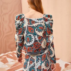 ULLA JOHNSON Siya Blouse - Lapis -Cheap Style Qube Store ULLA JOHNSON Siya Blouse LAPIS 0111