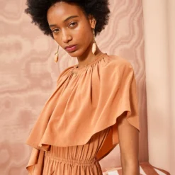 ULLA JOHNSON Tahlia Dress - Chestnut -Cheap Style Qube Store ULLA JOHNSON Tahlia Dress CHESTNUT 02 ALT