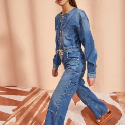 ULLA JOHNSON The Stevie Jumpsuit - Danube Medium Indigo Wash -Cheap Style Qube Store ULLA JOHNSON The Stevie DANUBE MEDIUM INDIGO WASH 03
