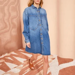 ULLA JOHNSON The Valerie Dress - Danube Medium Indigo Wash