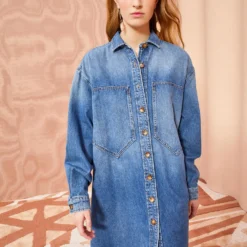 ULLA JOHNSON The Valerie Dress - Danube Medium Indigo Wash -Cheap Style Qube Store ULLA JOHNSON The Valerie DANUBE MEDIUM INDIGO WASH 03