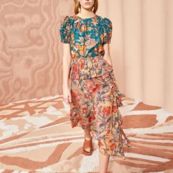 ULLA JOHNSON Ursa Skirt - Coral Bloom